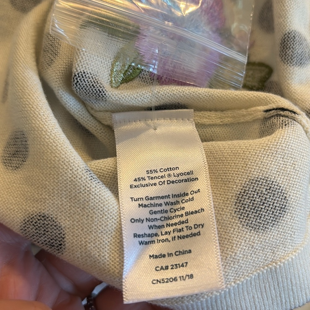 Talbots Polka Dot Cardigan and tank with Floral Embroidery - Picture 8 of 8